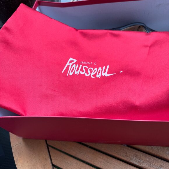 Jerome C. Rousseau Black Leather Cutout High Heel Sandals Size 36/5.5 Made In It - Picture 9 of 10